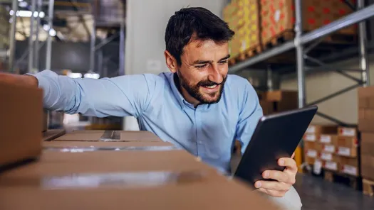 Business owner using tablet to order
