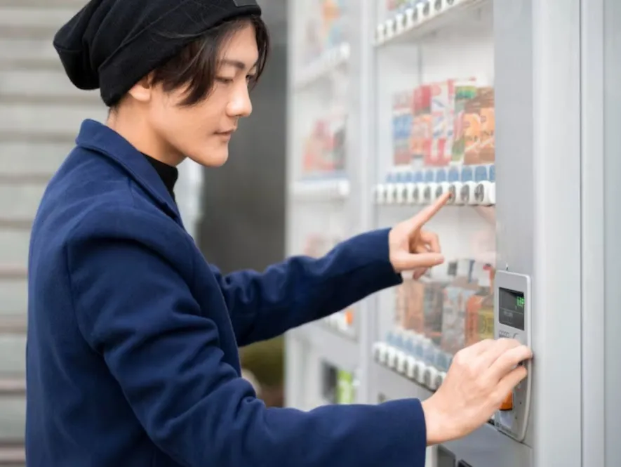 people vending ticketing asian man at vending machine