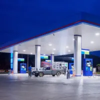 environmental online ordering gas station night time