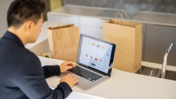 people online ordering man choosing groceries online