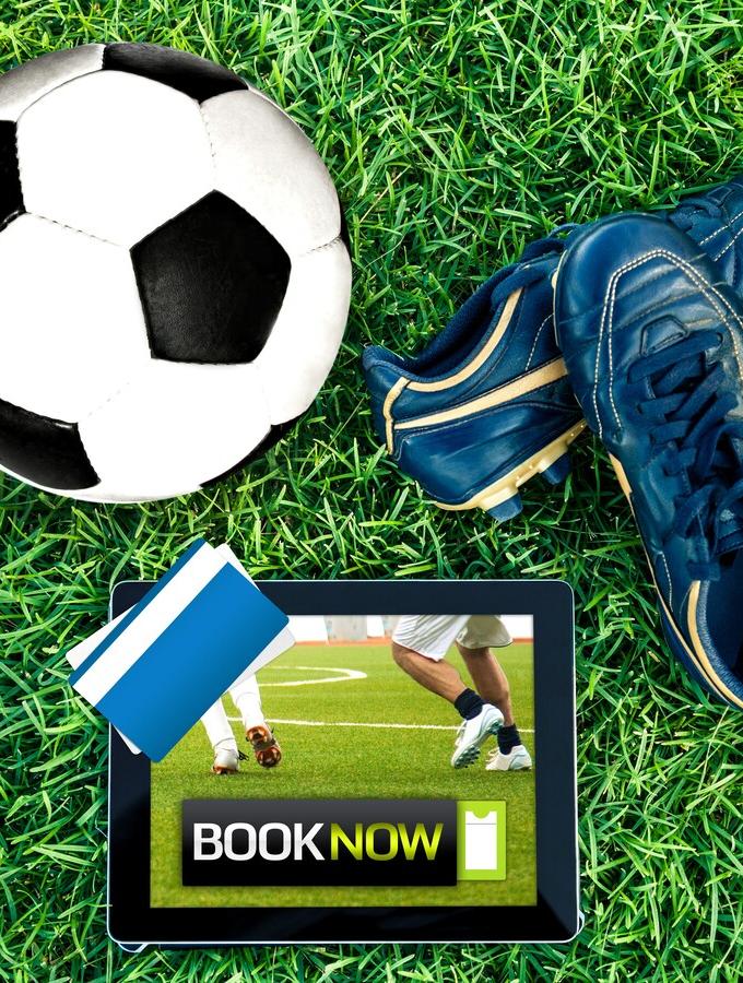 Soccer ball, shoes, tickets, tablet